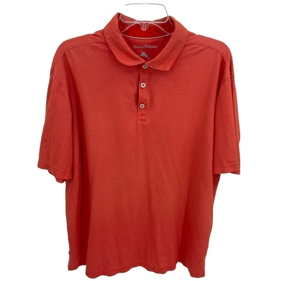 Tommy Bahama Mens Orange Short Sleeve Polo Shirt size XL cotton blend collared - Picture 1 of 11